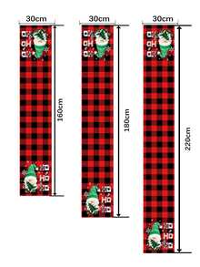 Christmas Gonk & Buffalo Plaid Print Table Runner - Multicolor - View 4