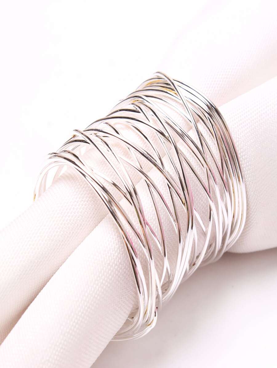 4pcs Hollow Out Napkin Ring - Silver - View 1