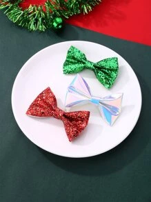 3pcs Girls Bow Decor Hair Clip - Multicolor - View 2