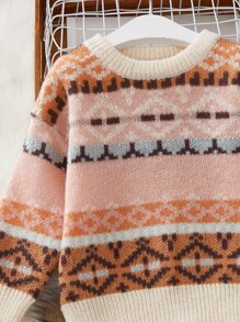 Toddler Girls Geo Pattern Jumper & Knit Trousers - Multicolor - View 3