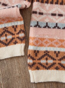 Toddler Girls Geo Pattern Jumper & Knit Trousers - Multicolor - View 4