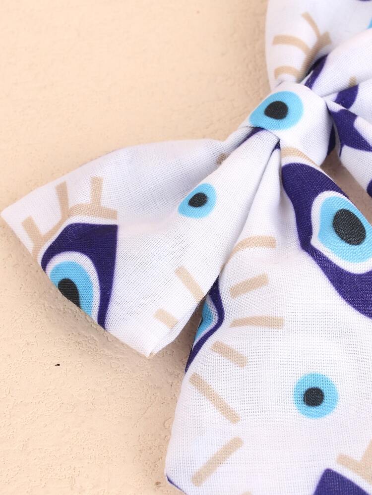 2pcs Girls Evil Eye Print Bow Decor Hair Clip - Multicolor - View 4