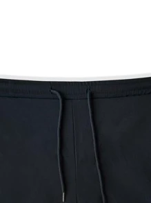 Manfinity Campus Court Aesthetic Post--Loose Fit Men's Pants With Letter Graphics And Contrast Piping - Black - View 5