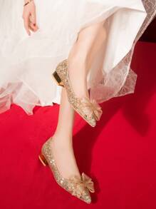 Glitter & Sequin Decor Court Pumps - Gold - View 5