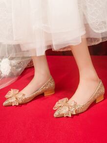 Glitter & Sequin Decor Court Pumps - Gold - View 8