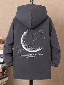 男孩1入組翻蓋口袋毛絨內襯連帽外套