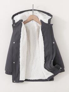 男孩1入組翻蓋口袋毛絨內襯連帽外套