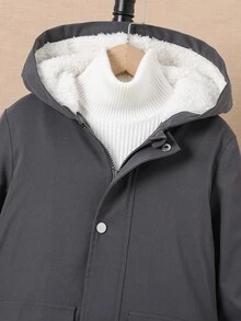 男孩1入組翻蓋口袋毛絨內襯連帽外套