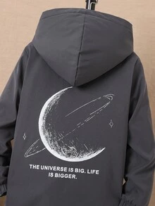 男孩1入組翻蓋口袋毛絨內襯連帽外套