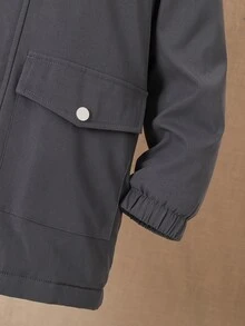 男孩1入組翻蓋口袋毛絨內襯連帽外套