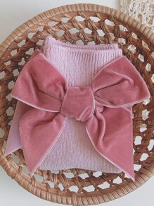 Niñas Calcetines altos con diseño de lazo - Rosa - Ver 3