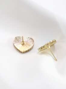 Pendientes de tachuela con diseño de diamante de imitación con corazón