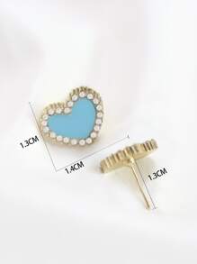 Pendientes de tachuela con diseño de diamante de imitación con corazón