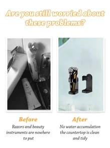 1 pieza de plástico Maquinilla de afeitar Estante de almacenamiento de baño - Negro - Ver 7