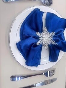 6pcs Snowflake Decor Napkin Ring - White - View 1