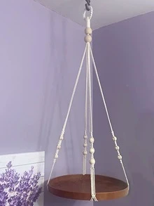 1pc Bead Decor Woven Plant Hanger - Multicolor - View 4