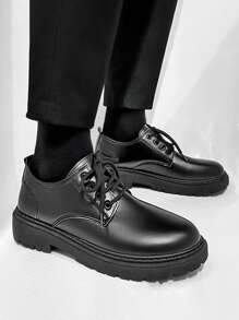 Giày nam buộc dây phía trước Giày Oxford tối giản cho văn phòng dự tiệc cưới - màu đen - Xem 2