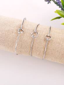 3入組愛心細節手鐲,不銹鋼首飾類 - 銀色 - 查看 2