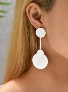 Pendientes largos redondos - Blanco - Ver 1