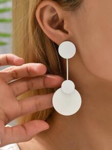 Pendientes largos redondos - Blanco - Ver 3