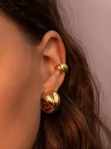 4pcs Hoa tai Xoắn - Vàng - Xem 1