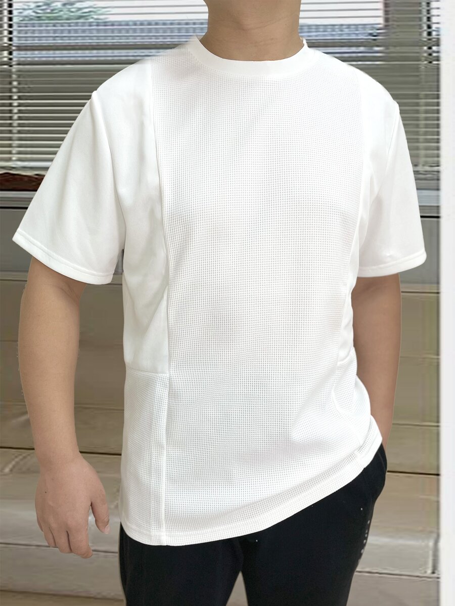 Manfinity Homme 男士素色圓領T恤 - 白色 - 查看 1
