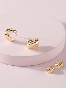 4pcs Hoa tai Xoắn - Vàng - Xem 2