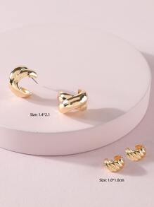 4pcs Hoa tai Xoắn - Vàng - Xem 3