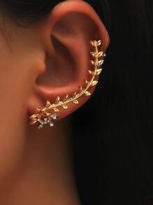 1入組植物設計耳掛 - 金黃色 - 查看 1