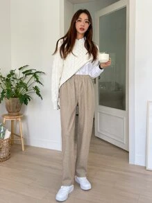 DAZY Elastic Waist Slant Pocket Pants