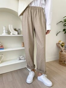 DAZY Elastic Waist Slant Pocket Pants