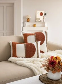 1/2 Vỏ gối vải canvas in hình học, vỏ gối thêu lông cừu phong cách Châu Âu cho phòng ngủ, phòng khách, ghế sofa, sân vườn ngoài trời, ô tô, mọi mùa, 30*50cm/45*45cm - Nhiều màu - Xem 13