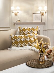 1pc Tufted Tassel Decor Cushion Cover Without Filler - Multicolor - View 1