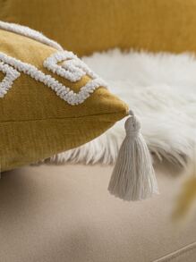 1pc Tufted Tassel Decor Cushion Cover Without Filler - Multicolor - View 4