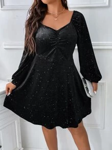 SHEIN Clasi Đầm Plus Size Xù Đồ họa Buổi tiệc - màu đen - Xem 4