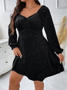 SHEIN Clasi Đầm Plus Size Xù Đồ họa Buổi tiệc - màu đen - Xem 5