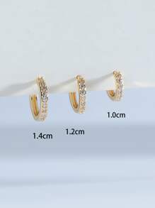3pcs Cubic Zirconia Hoop Earrings - Yellow Gold - View 4