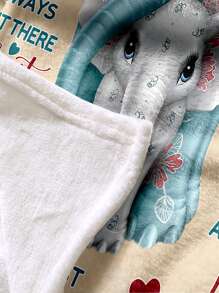 大象和標語圖案毯子 - 彩色 - 查看 3