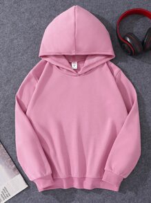 Áo nỉ in hình hoạt hình và khẩu hiệu dành cho bé gái tuổi teen - Bụi hồng - Xem 2