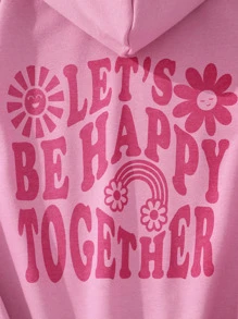 Áo nỉ in hình hoạt hình và khẩu hiệu dành cho bé gái tuổi teen - Bụi hồng - Xem 4