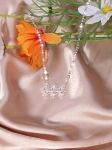 Collar con accesorio con diamante de imitación número - Plateado - Ver 3