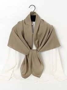 1pc Monochrome Scarf Women's Fashionable Solid Color Head Scarf - Khaki - View 2