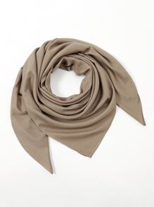 1pc Monochrome Scarf Women's Fashionable Solid Color Head Scarf - Khaki - View 3