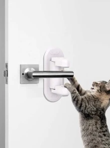 1pc Pet Door Lock - White - View 1