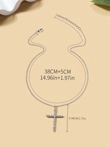 水鑽交叉吊墜項鏈 - 銀色 - 查看 5