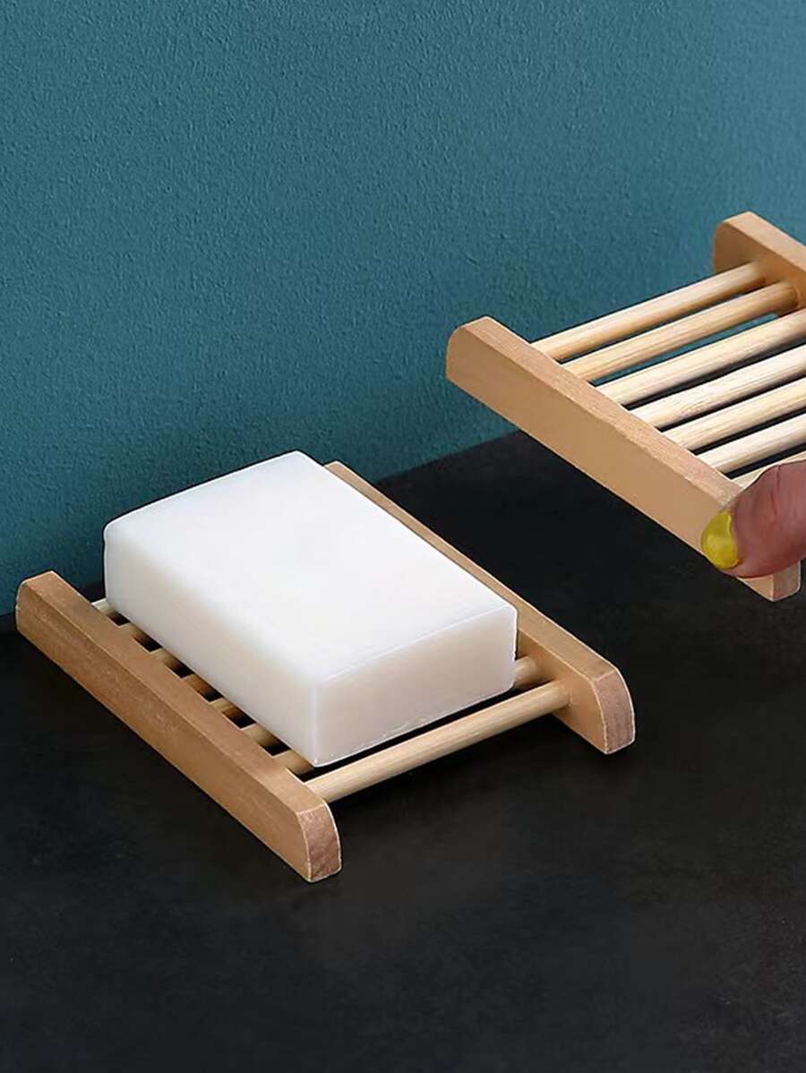 1pc/2pcs/Set Wooden Soap Dish - Apricot - View 1