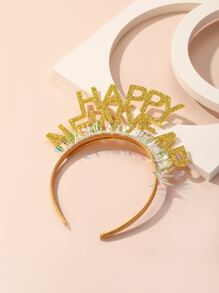 5 件/1 件无纺布圣诞节和新年快乐派对头带、摄影道具 - 金色 - 查看 1