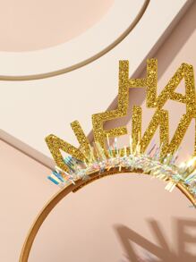 5 件/1 件无纺布圣诞节和新年快乐派对头带、摄影道具 - 金色 - 查看 2