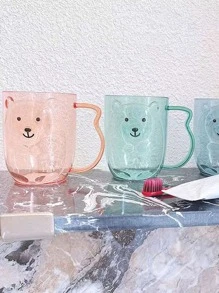 1pc Cartoon Bear Design Random Color Bathroom Tumbler - Multicolor - View 6