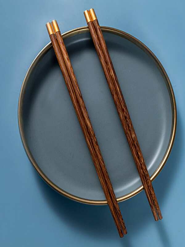 2pairs Two Tone Wooden Chopsticks SHEIN USA